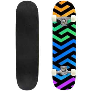 Neon Geometric Maze Skateboard