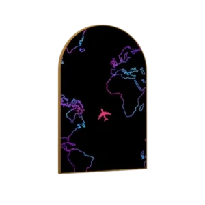 Neon World Map Wall Art