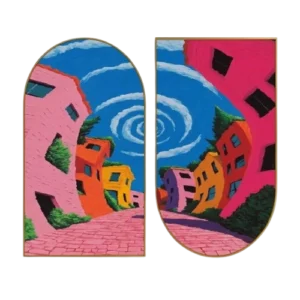 Colorful Surreal Village Wall Art