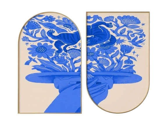 Blue Floral Hat Wall Art