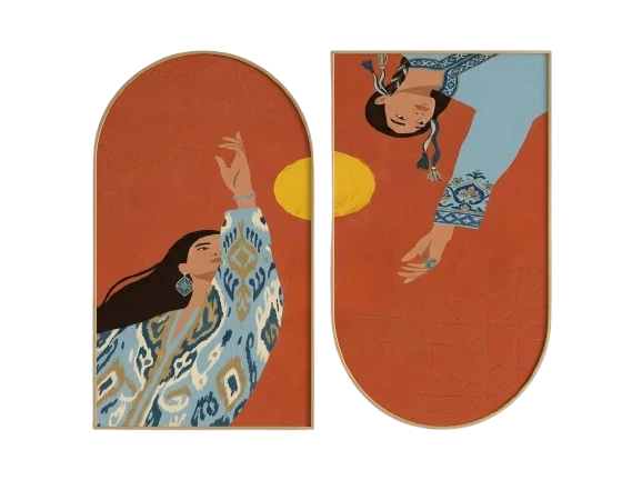 Boho Folk Women Wall Art
