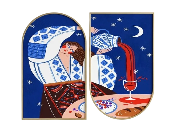 Boho Night Wine Dinner Wall Art