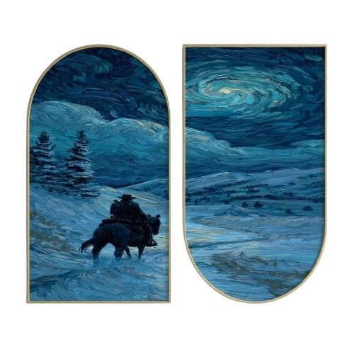 Snowy Cowboy Ride Wall Art