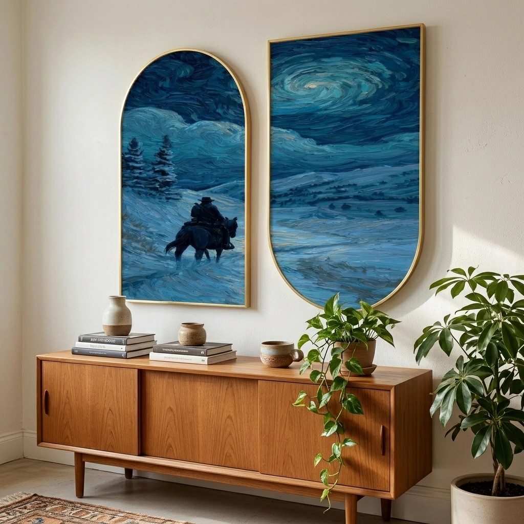 Snowy Cowboy Ride Wall Art - Image 2