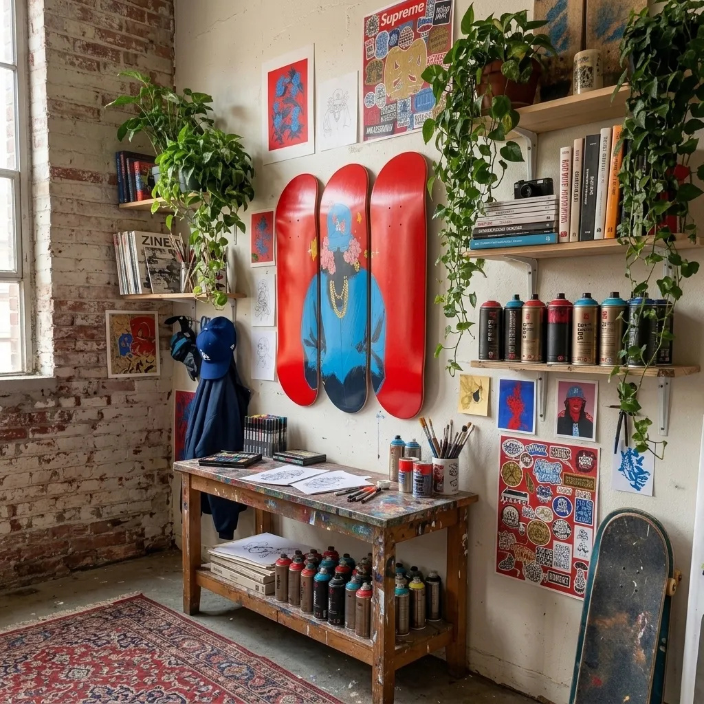 Red Streetwear Skateboard Wall Art - Image 3