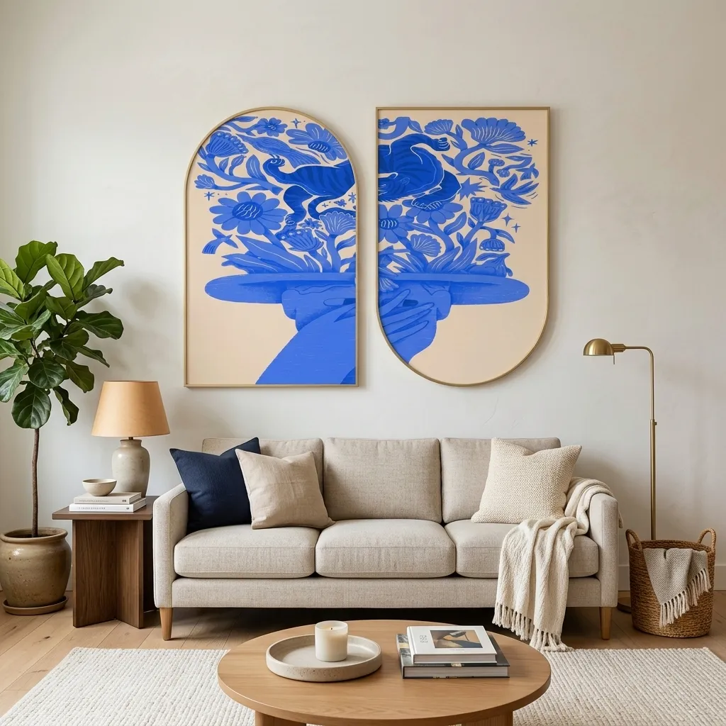 Blue Floral Hat Wall Art - Image 2