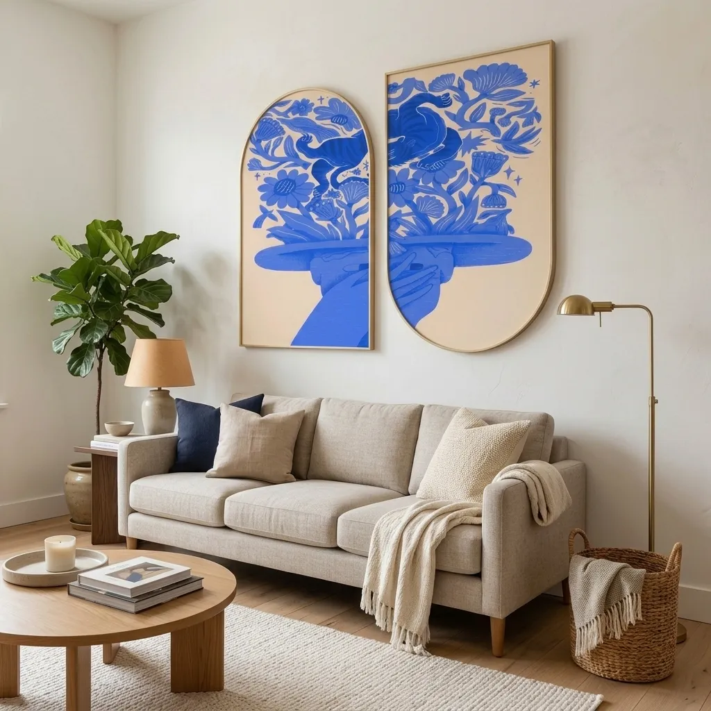Blue Floral Hat Wall Art - Image 3