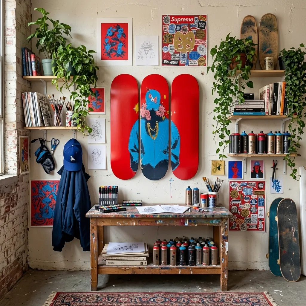 Red Streetwear Skateboard Wall Art - Image 2